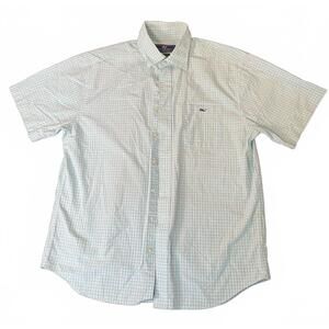 Vineyard Vines Tucker Shirt Large Light Green Checkered Short Sleeve Large
